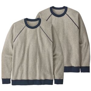 Patagonia Reversible Shearling Crew Pullover Sweatshirt Natural Oat Tan Mens XL